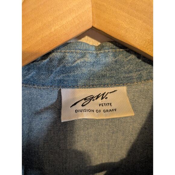 Vintage gw Daisy embroidery denim button down shirt with pockets size small - Picture 3 of 6